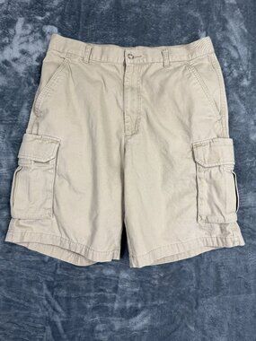 Dockers Men’s Beige Cargo Shorts Relaxed Fit Flat Front Size W32 Cotton